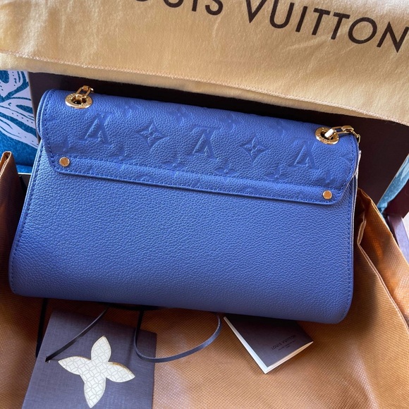 Authentic Louis Vuitton Blue Monogram Empreinte Leather St Germain PM - Picture 9 of 13